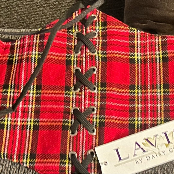 Lavish Red Plaid Lace-Up Corset plus 5 X NWOT new - Picture 4 of 5